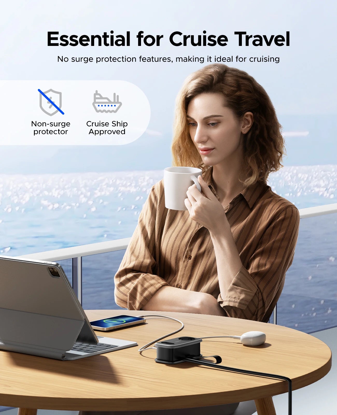 Extensão de Tomada Portátil e Cabo Retrátil ORICO 5 em 1