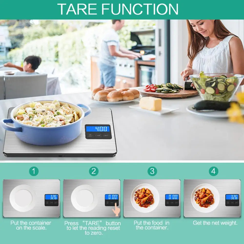 Balança Digital de Cozinha 15kg: Display LCD para Culinária e Panificação