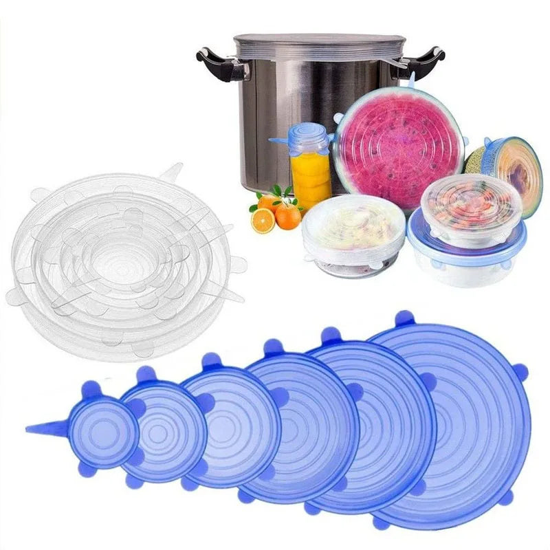 Tampas de Silicone para Alimentos: Kit 2/6 Tampas Elásticas