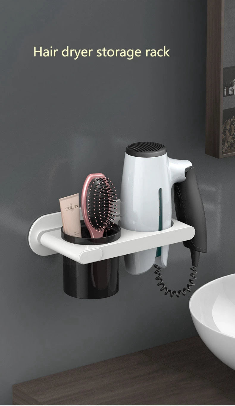 Organizador de Banheiro Porta Secador de Cabelo com Fixação Adesiva