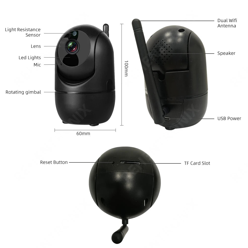 Câmera de Segurança Interna Wifi com Rastreamento Automático (2.4G e 5G)