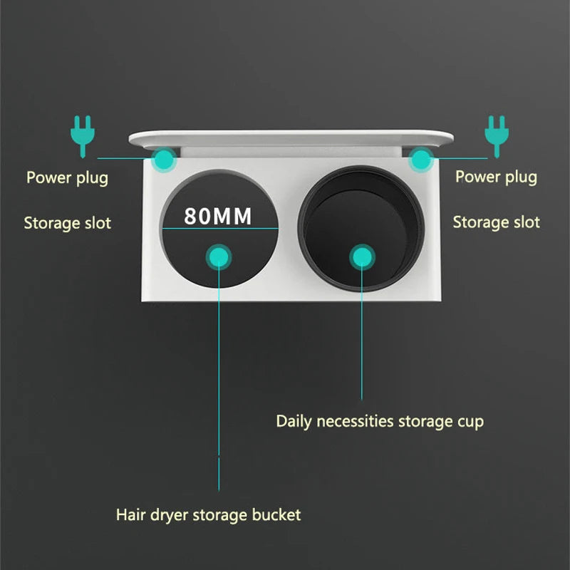 Organizador de Banheiro Porta Secador de Cabelo com Fixação Adesiva