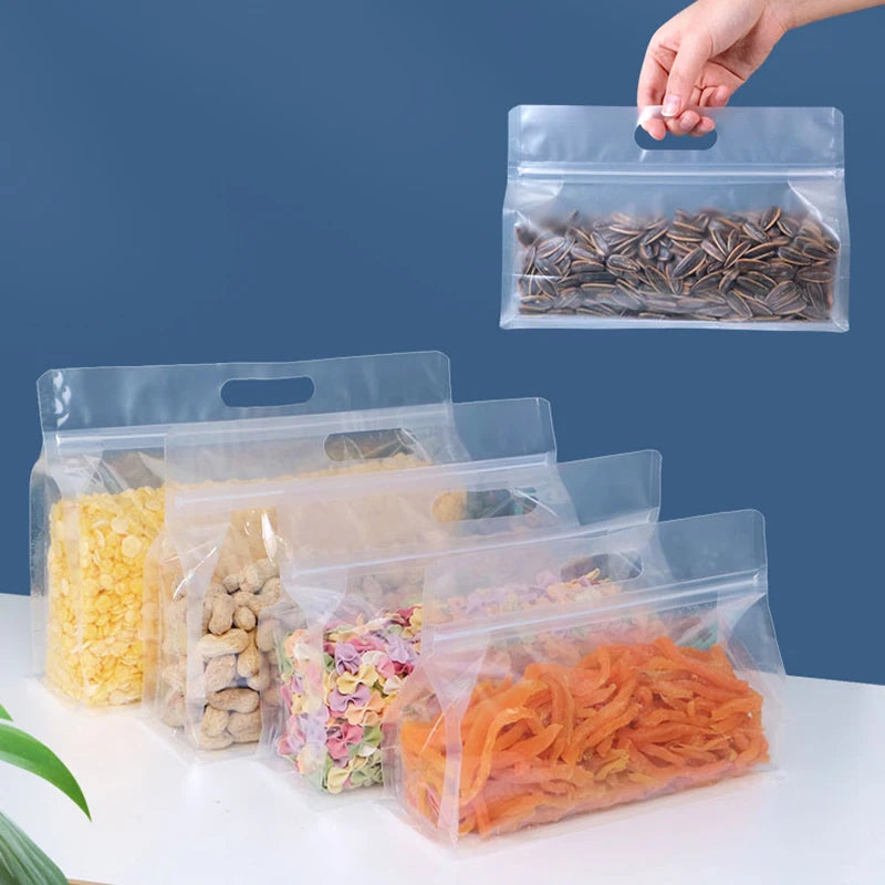 Kit 5 Sacos Ziplock Reutilizáveis Para Alimentos (Material EVA)
