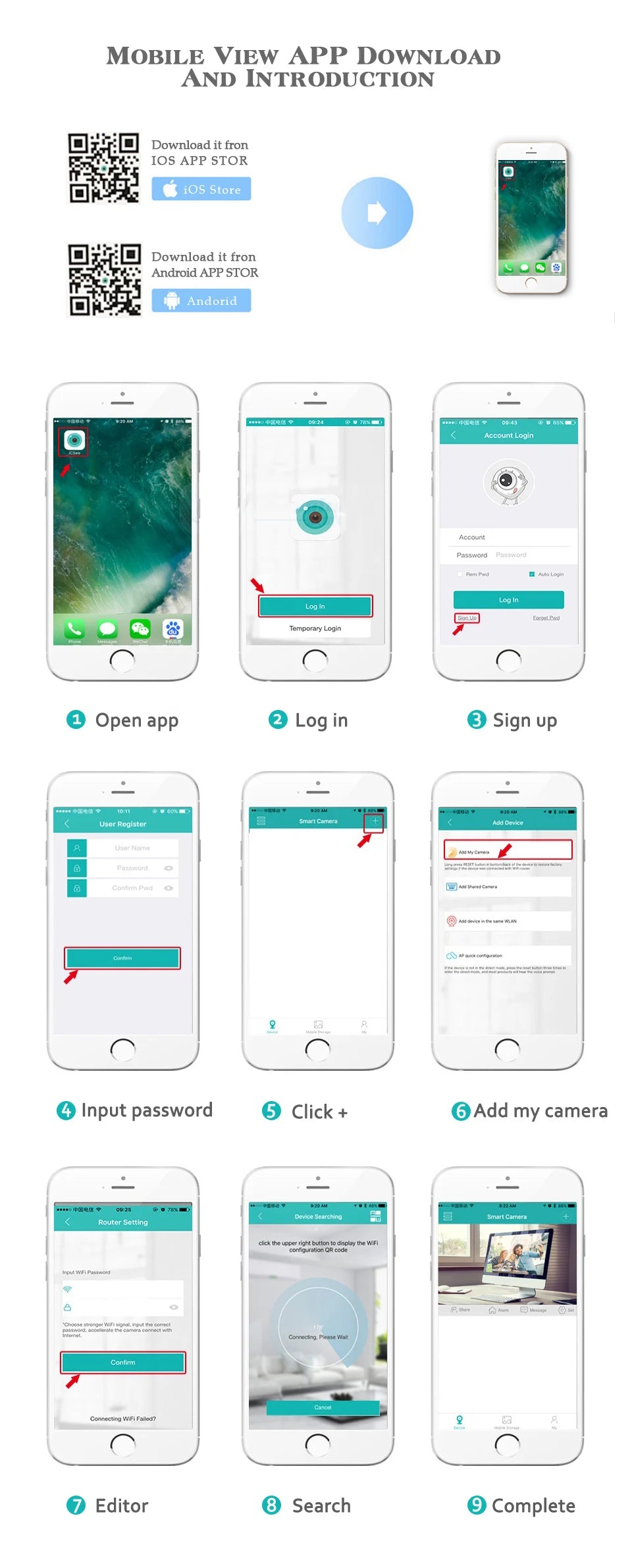 Câmera de Segurança Wifi 1080p Interna com Áudio Bidirecional (App ICsee)