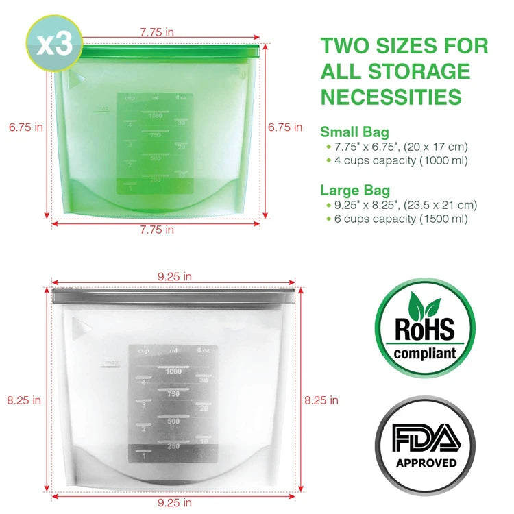 Saco Hermético de Silicone (1 Peça): Livre de BPA