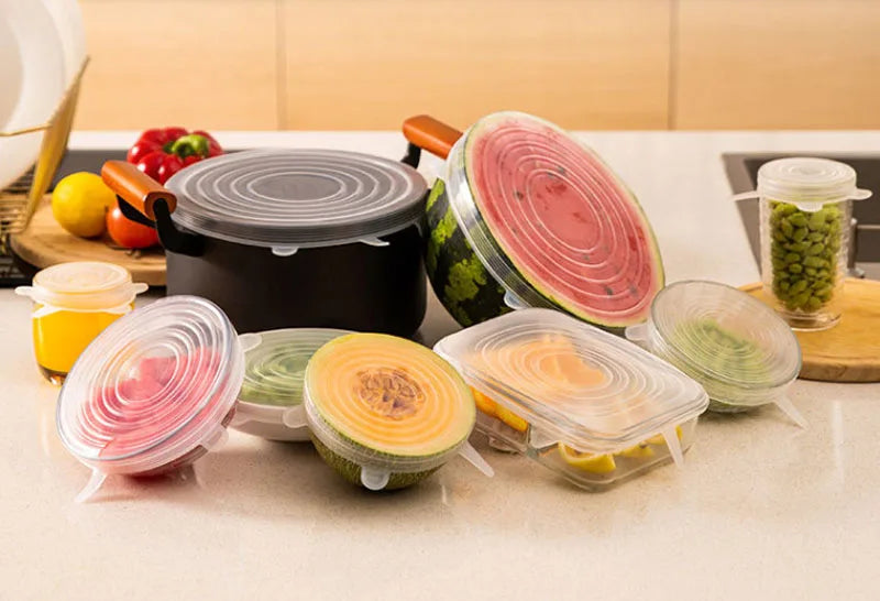 Tampas de Silicone para Alimentos: Kit 2/6 Tampas Elásticas