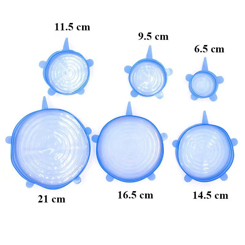 Tampas de Silicone para Alimentos: Kit 2/6 Tampas Elásticas