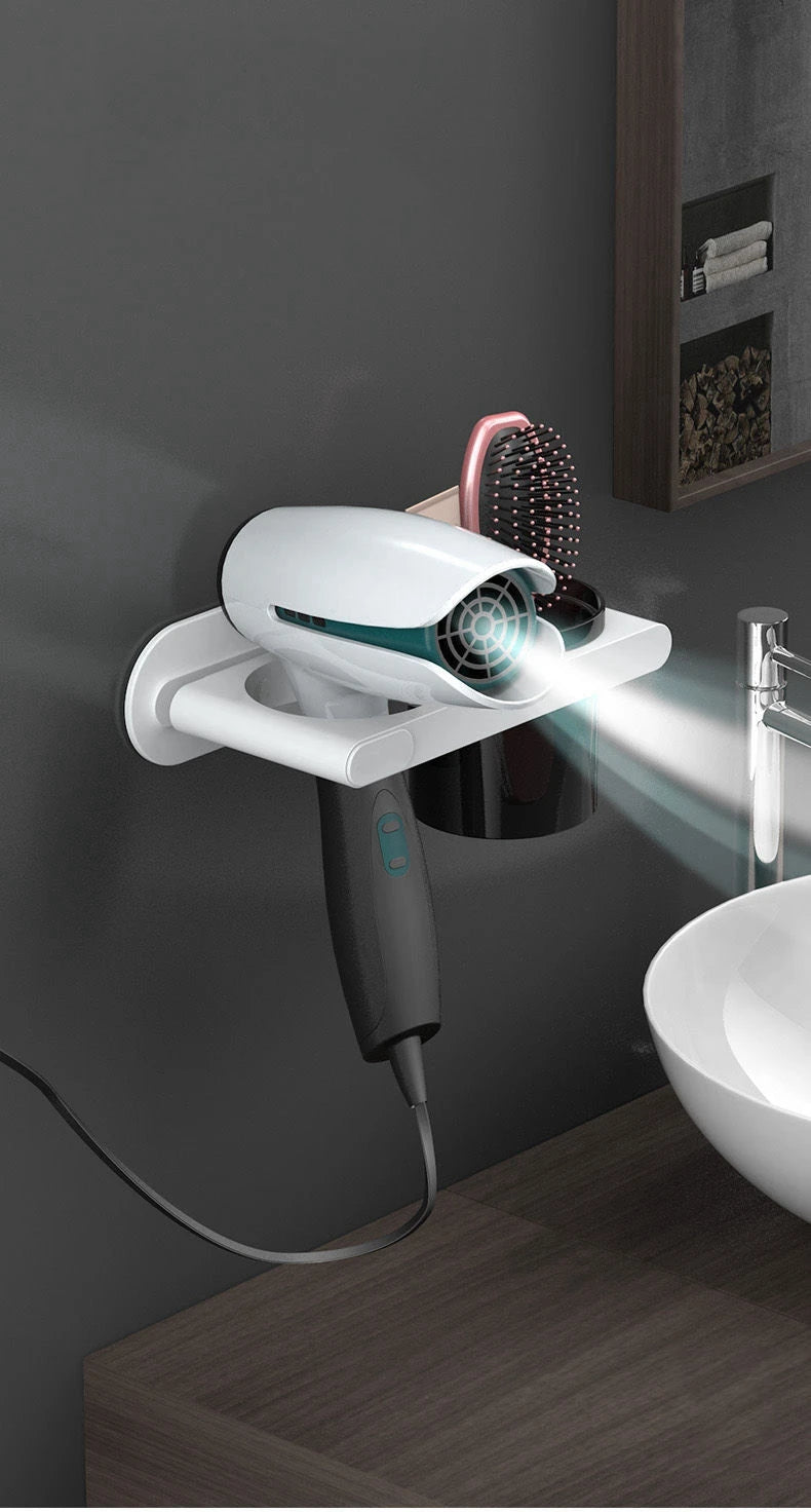 Organizador de Banheiro Porta Secador de Cabelo com Fixação Adesiva