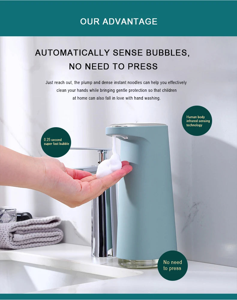 Dispenser de Sabonete Automático 450ml Recarregável USB para Banheiro