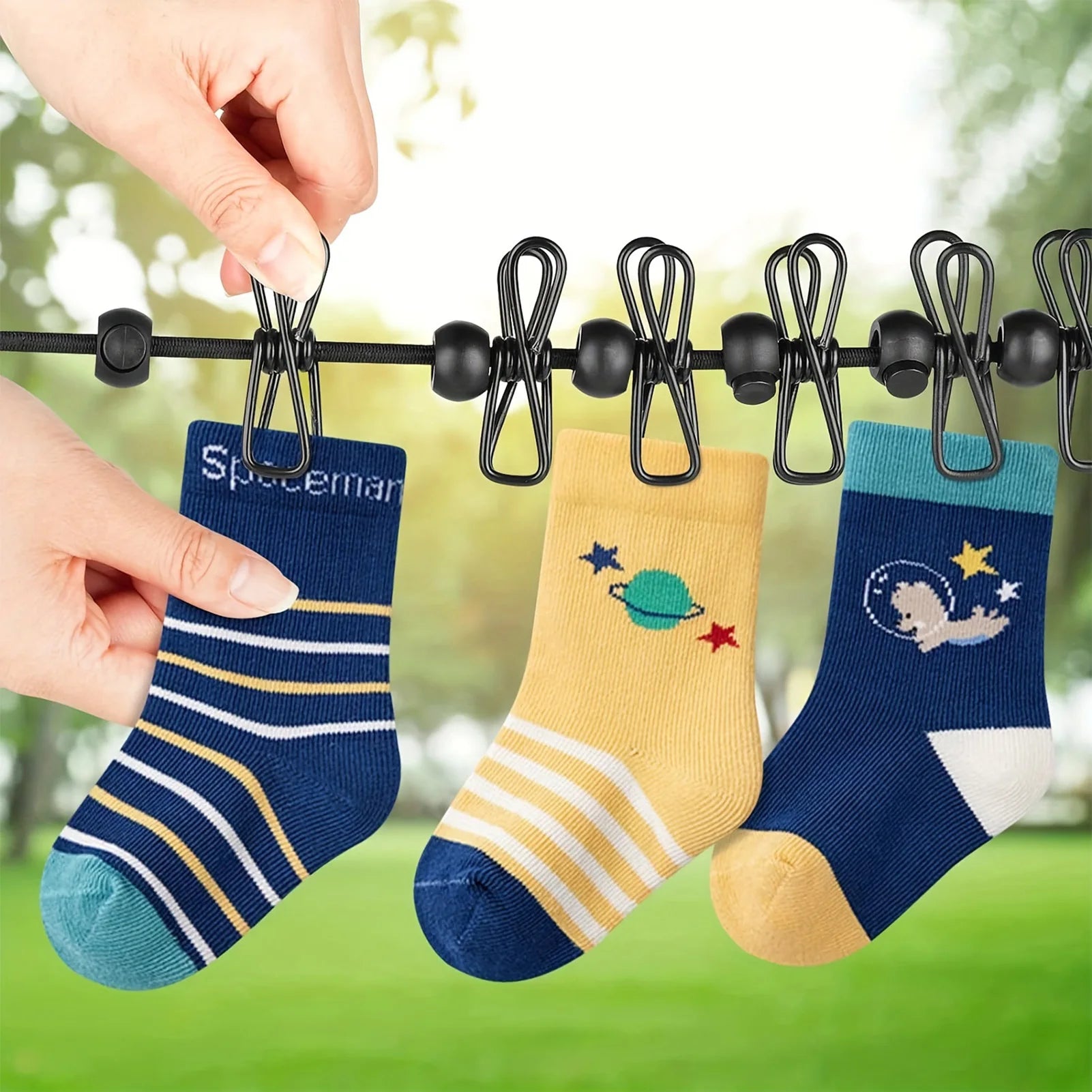 Varal Portátil de Viagem com 12 Pregadores (Retrátil 1.8m)