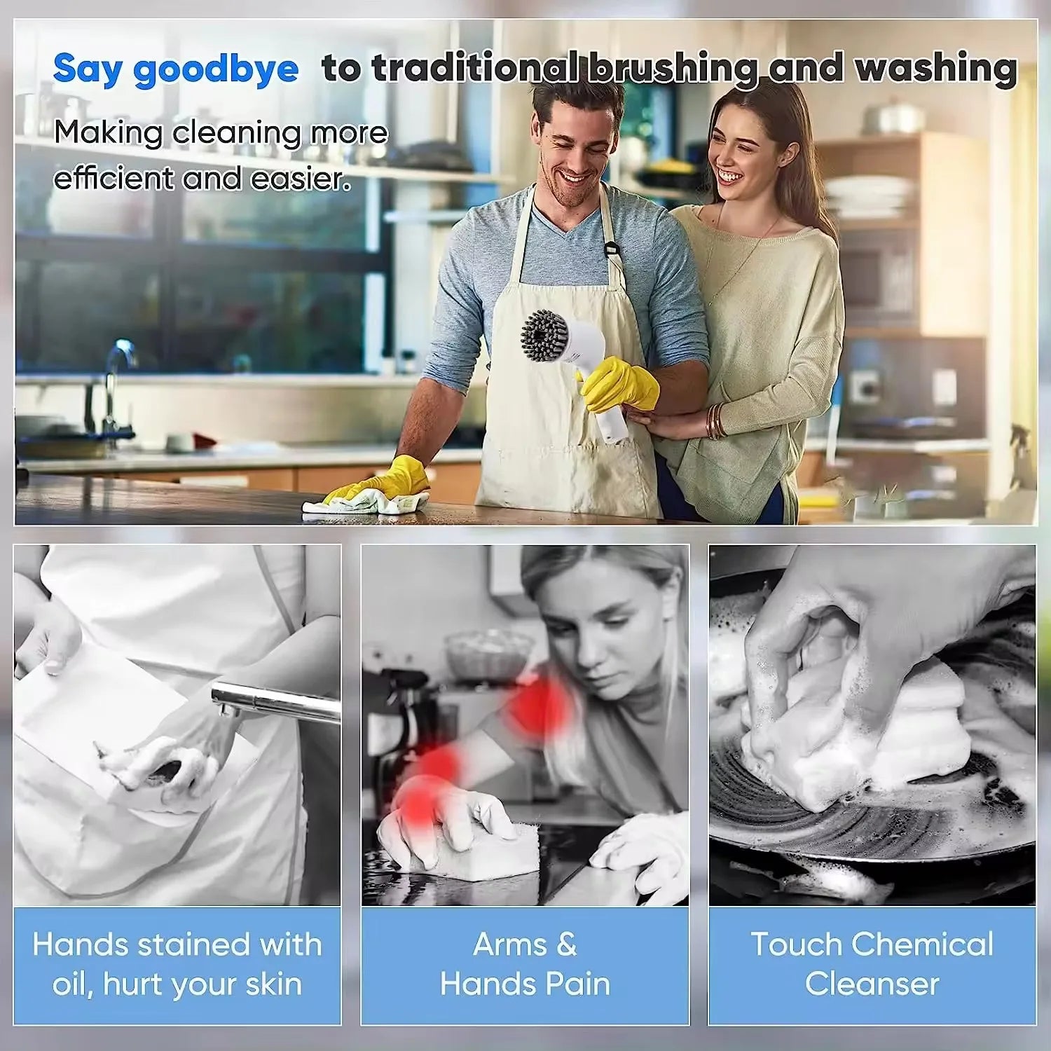 Limpador Elétrico Portátil USB com 5 Cabeças de Escova Intercambiáveis