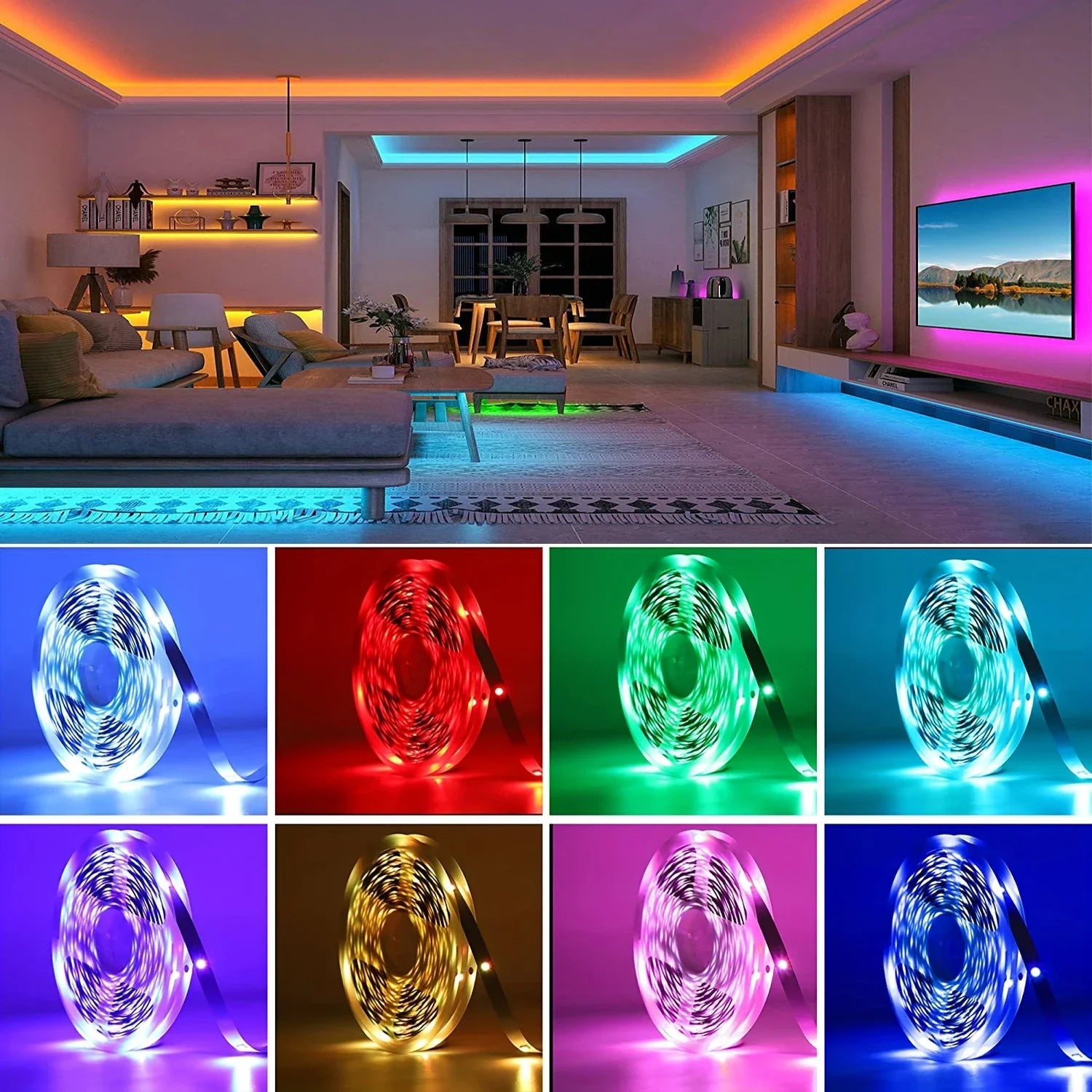 Fita LED RGB USB 5V com Controle via App para Decoração de Quarto