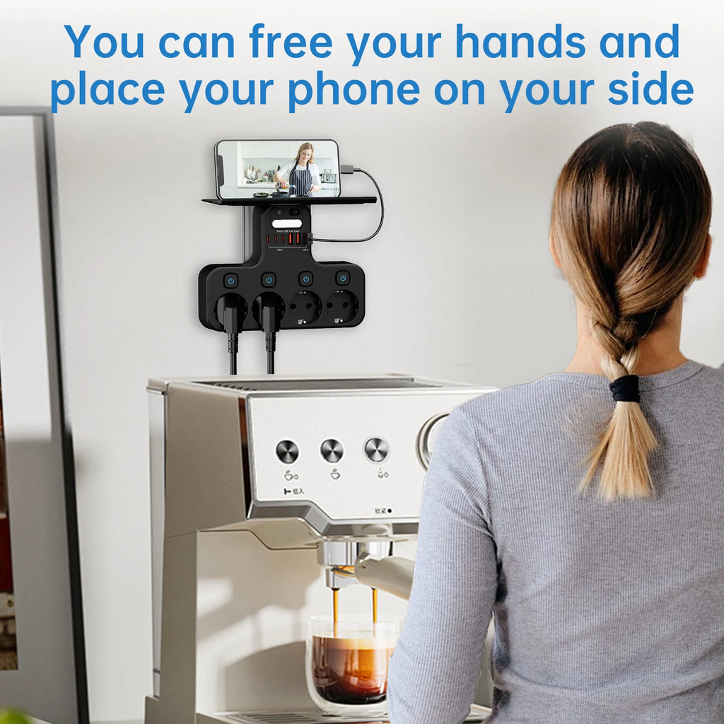 Extensão de Tomada Inteligente com Interruptores Individuais, Portas USB e USB-C