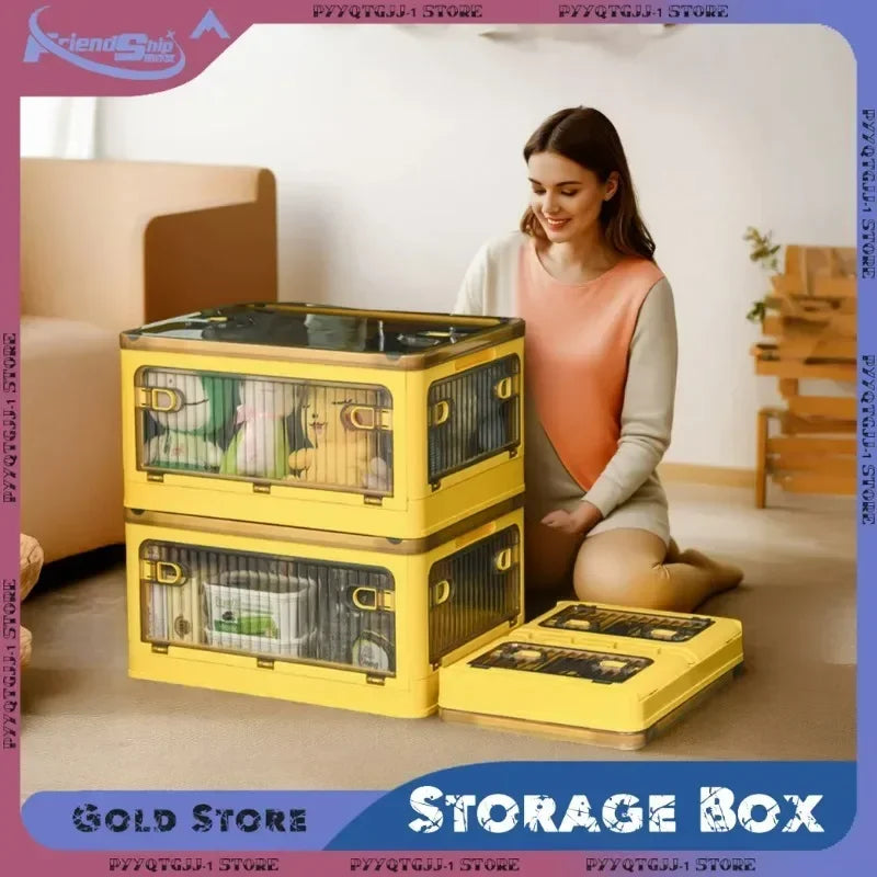 Caixa Organizadora Dobrável com Rodinhas e Tampa Transparente