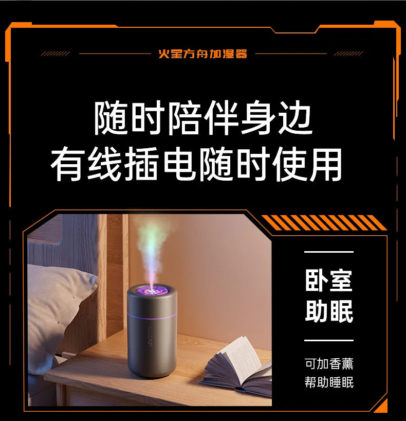 Umidificador Ultrassônico Portátil USB para Casa e Carro (Luz LED)