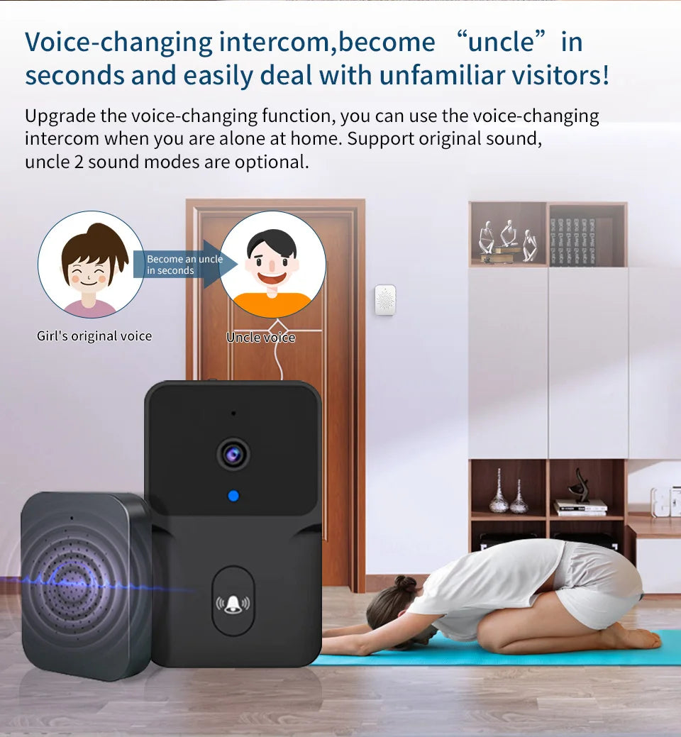 Campainha Inteligente com Câmera Wifi Sem Fio (App Tuya Smart)