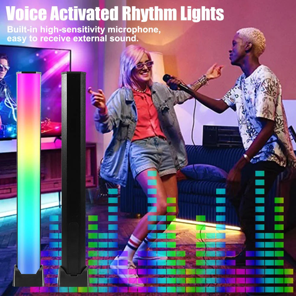 Kit 2 Barras de Luz LED RGB com Sensor de Som Rítmico (USB)