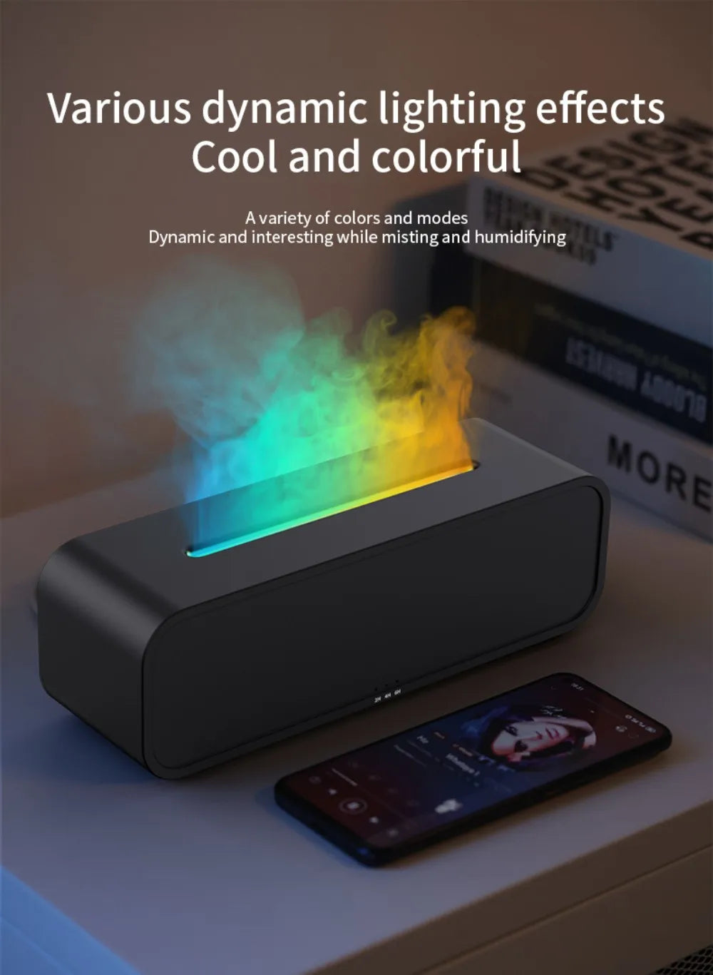 Difusor de Aromas Ultrassônico USB com Efeito Chama Colorida