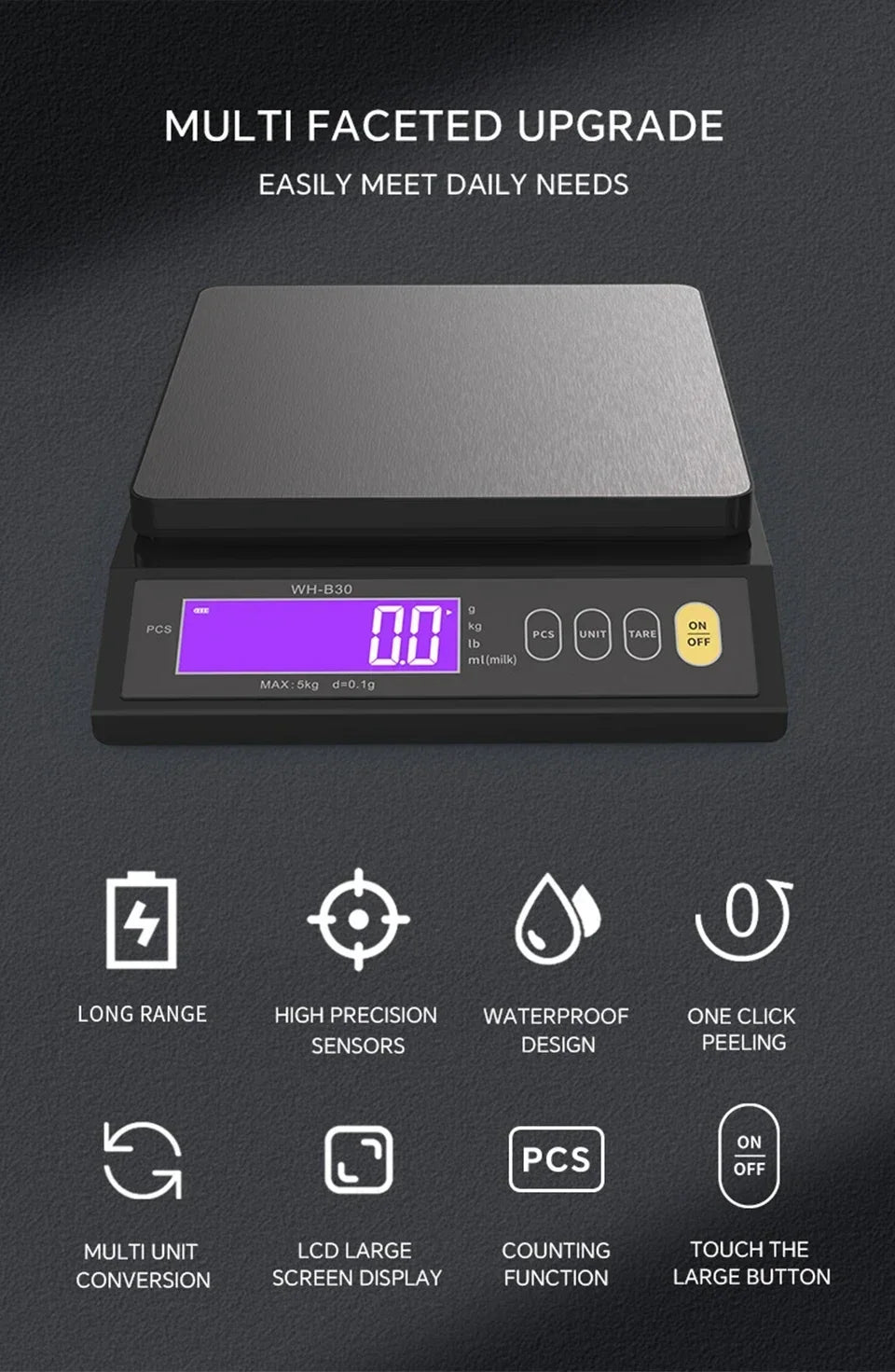 Balança Digital Recarregável Alta Precisão À Prova D'água (Inox)