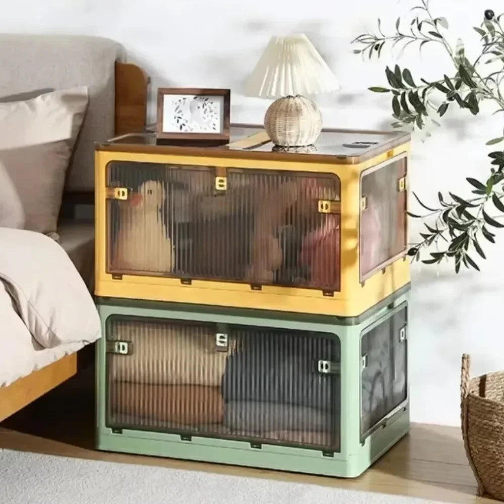 Baú Organizador Empilhável com Portas Frontais e Rodas