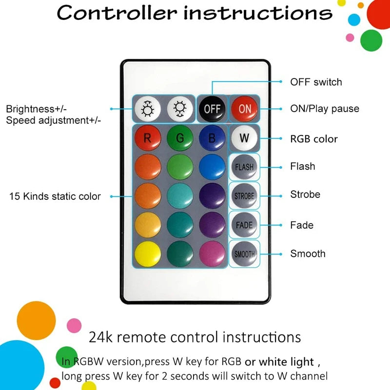 Fita LED RGB USB 5V com Controle via App para Decoração de Quarto