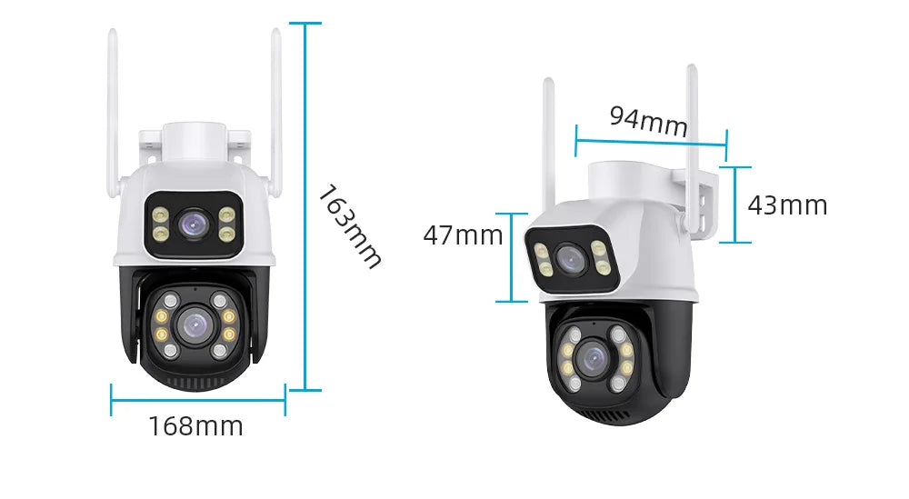Câmera Externa Wifi Lente Dupla 8MP com Rastreamento à Prova d'Água com Visão Noturna