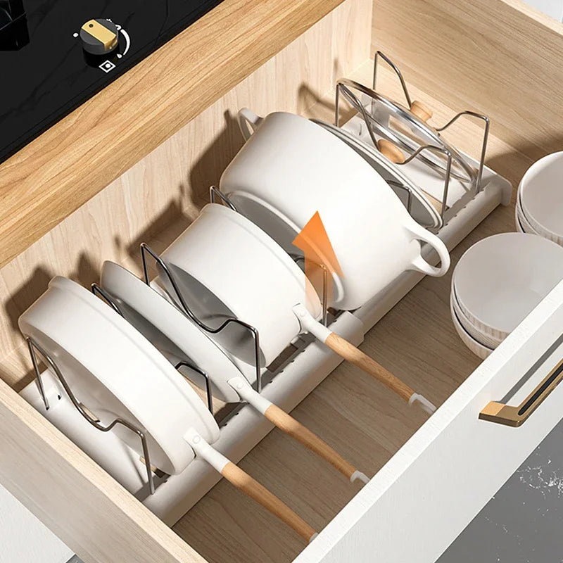 Organizador de Panelas e Tampas Expansível com 7 Divisórias