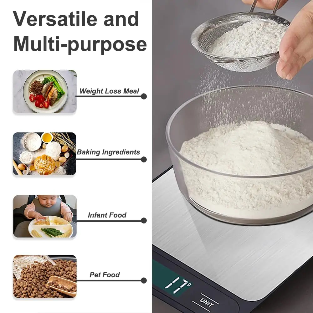 Balança Culinária LCD em Aço Inox (Precisão 1g)