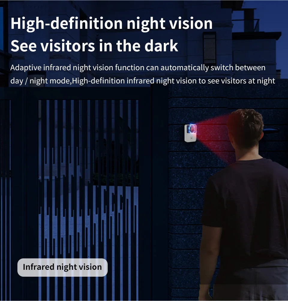 Campainha Inteligente com Câmera Wifi Sem Fio (App Tuya Smart)