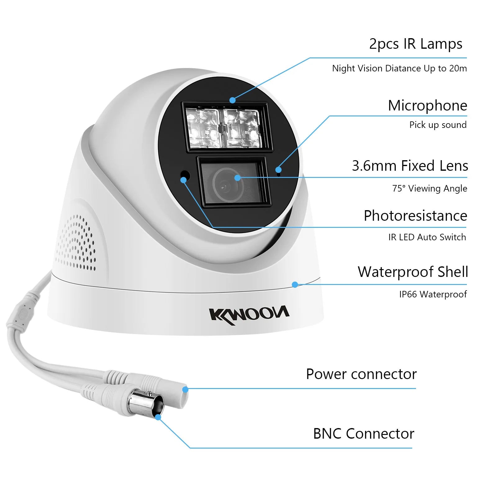 Câmera de Segurança Analógica 720p à Prova d'Água com Visão Noturna para Sistemas DVR (Uso Externo)