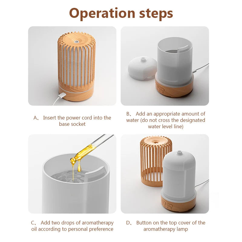 Aromatizador de Ambiente USB com 7 Cores de LED e Timer