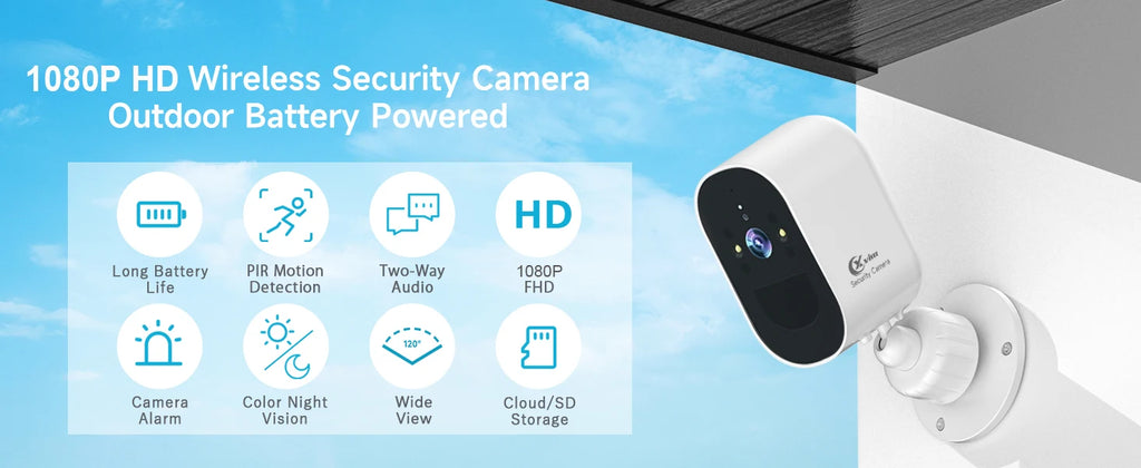 Câmera de Segurança Externa Wifi à Prova d'Água (IP66) com Bateria de 5200mAh