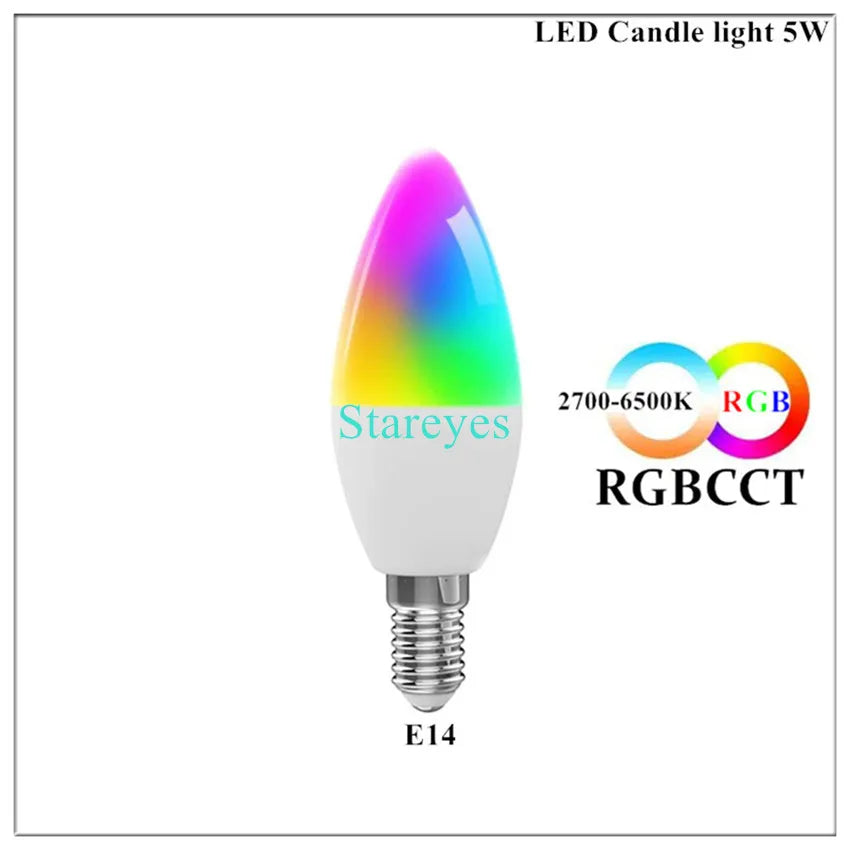 Lâmpada LED Inteligente Wifi/Zigbee RGB + CCT (E27, E14 ou GU10)