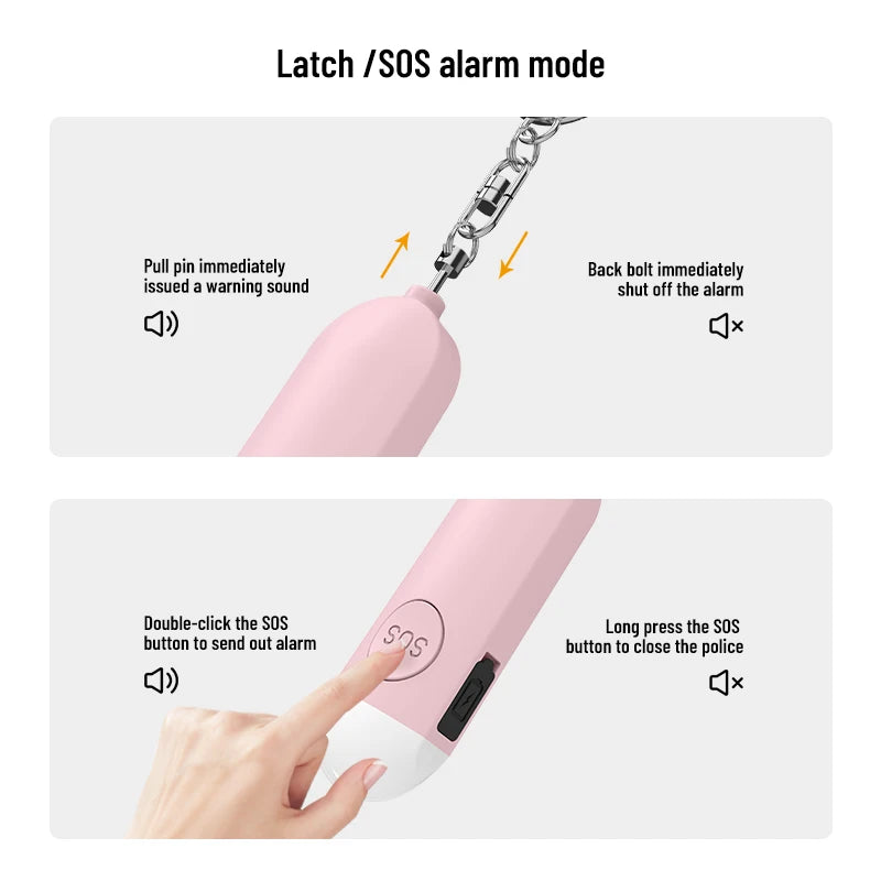 Chaveiro Alarme SOS Recarregável: Sirene 130dB e Luz LED