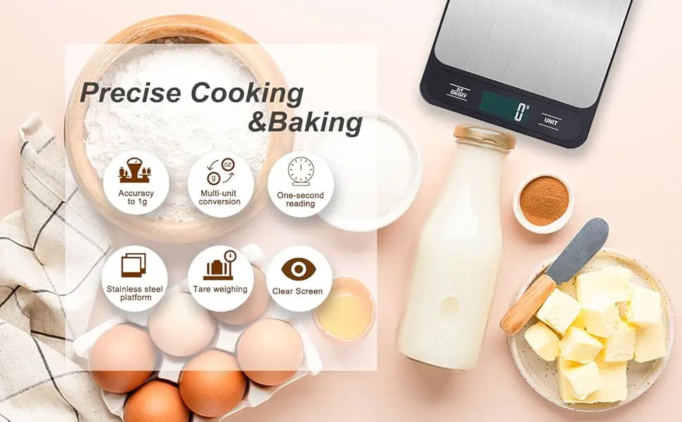 Balança Culinária LCD em Aço Inox (Precisão 1g)