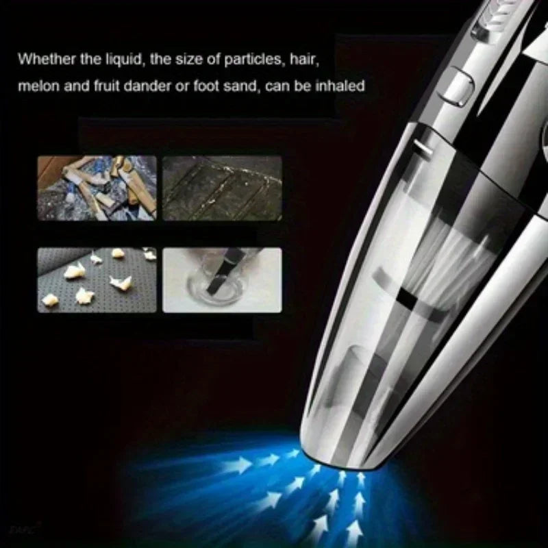 Mini Aspirador de Pó Portátil 12V para Carro com Alta Potência de Sucção