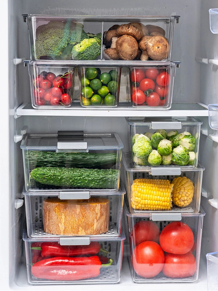 Organizador de Acrílico Transparente para Geladeira e Freezer (Empilhável)