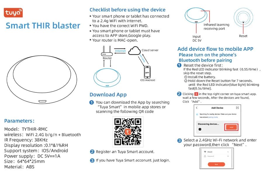 Controle Remoto Universal Inteligente Tuya Wifi IR com Sensor de Temperatura e Umidade