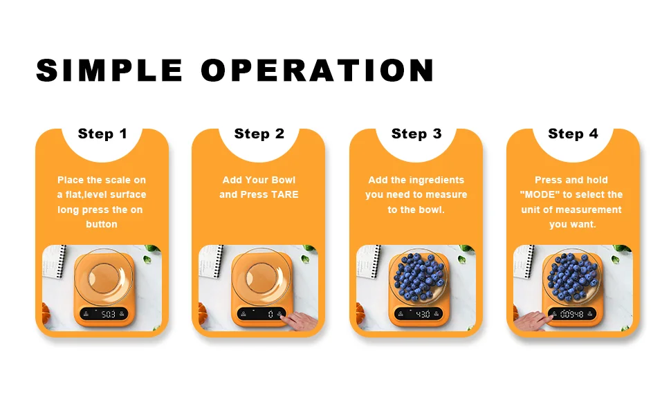 Balança Digital de Cozinha 5kg: Precisão de 1g com Display LED