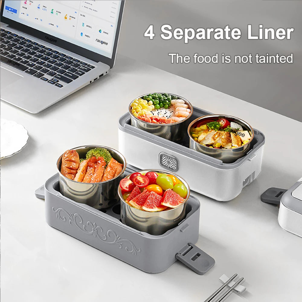 Lancheira Elétrica 2.4L com 4 Potes: Aquecimento Rápido 200W