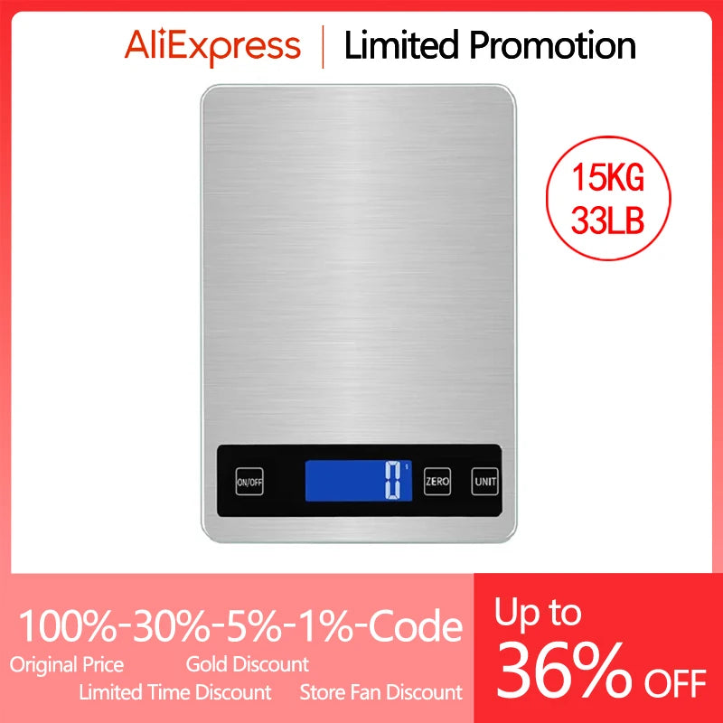 Balança Digital 5kg Aço Inox: Smart com Calculadora Nutricional