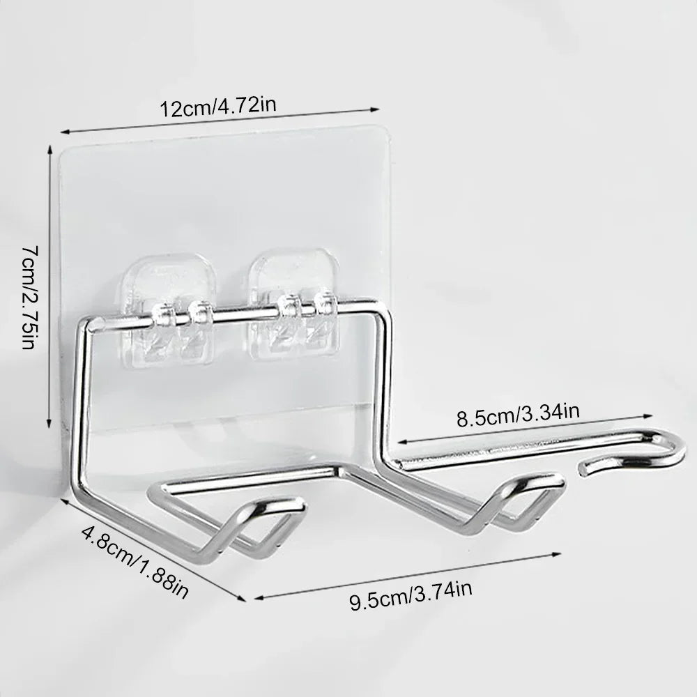 Suporte Moderno em Inox para Secador de Cabelo (Adesivo de Alta Fixação)