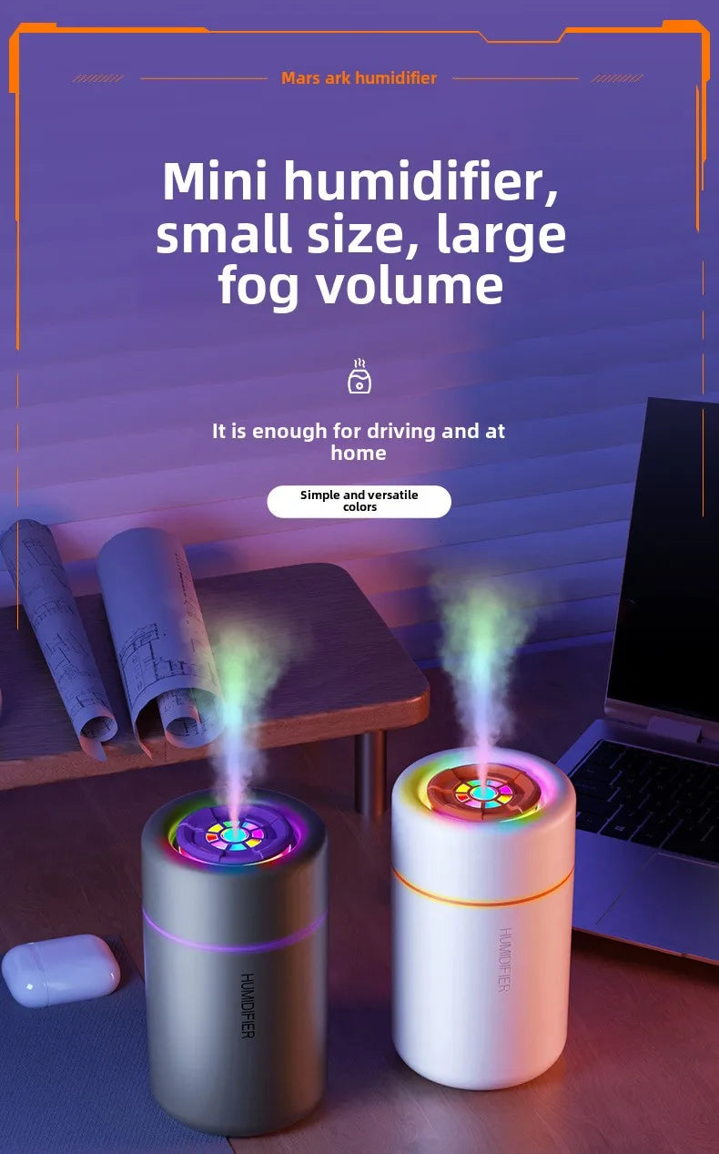 Umidificador Ultrassônico Portátil USB para Casa e Carro (Luz LED)