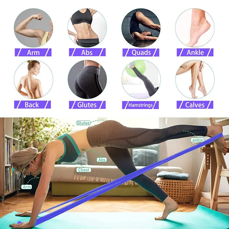Kit 4 Faixas Elásticas de Resistência TPE para Treino Funcional e Yoga