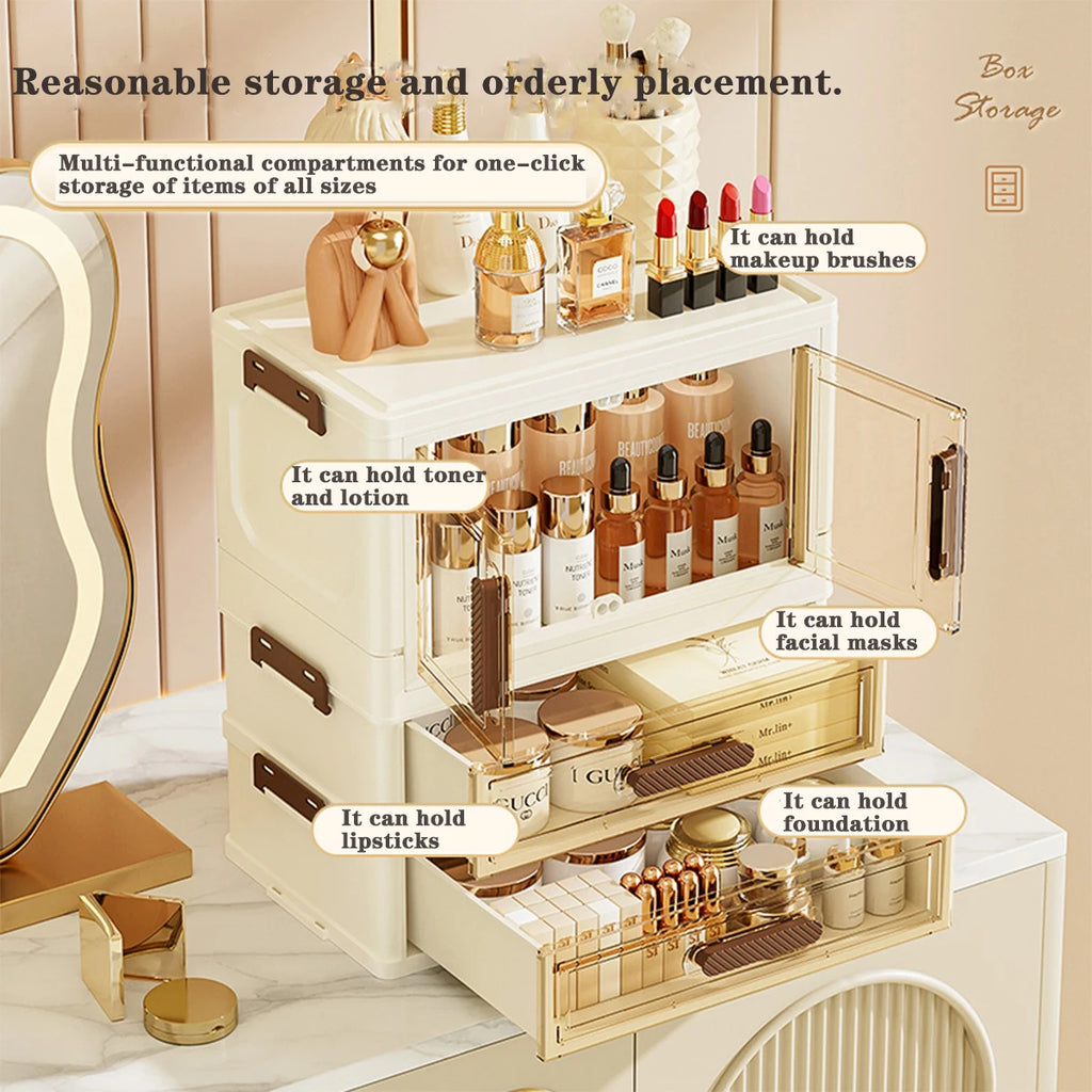 Organizador de Maquiagem Acrílico com Gavetas e Portas Magnéticas