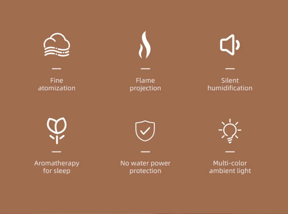 Difusor de Aromas Ultrassônico USB com Efeito Chama Colorida