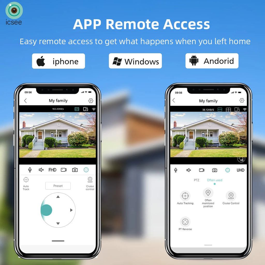 Câmera Externa Wifi Lente Dupla 8MP com Rastreamento à Prova d'Água com Visão Noturna