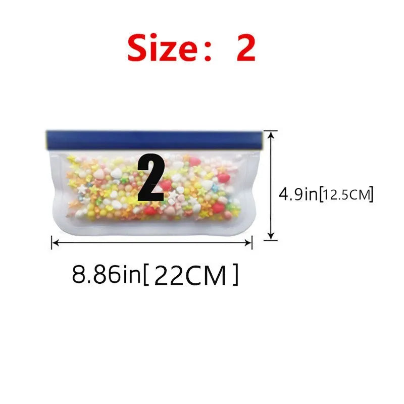 Kit (3-12) Sacos Ziplock Reutilizáveis (PEVA): Para Freezer e Alimentos