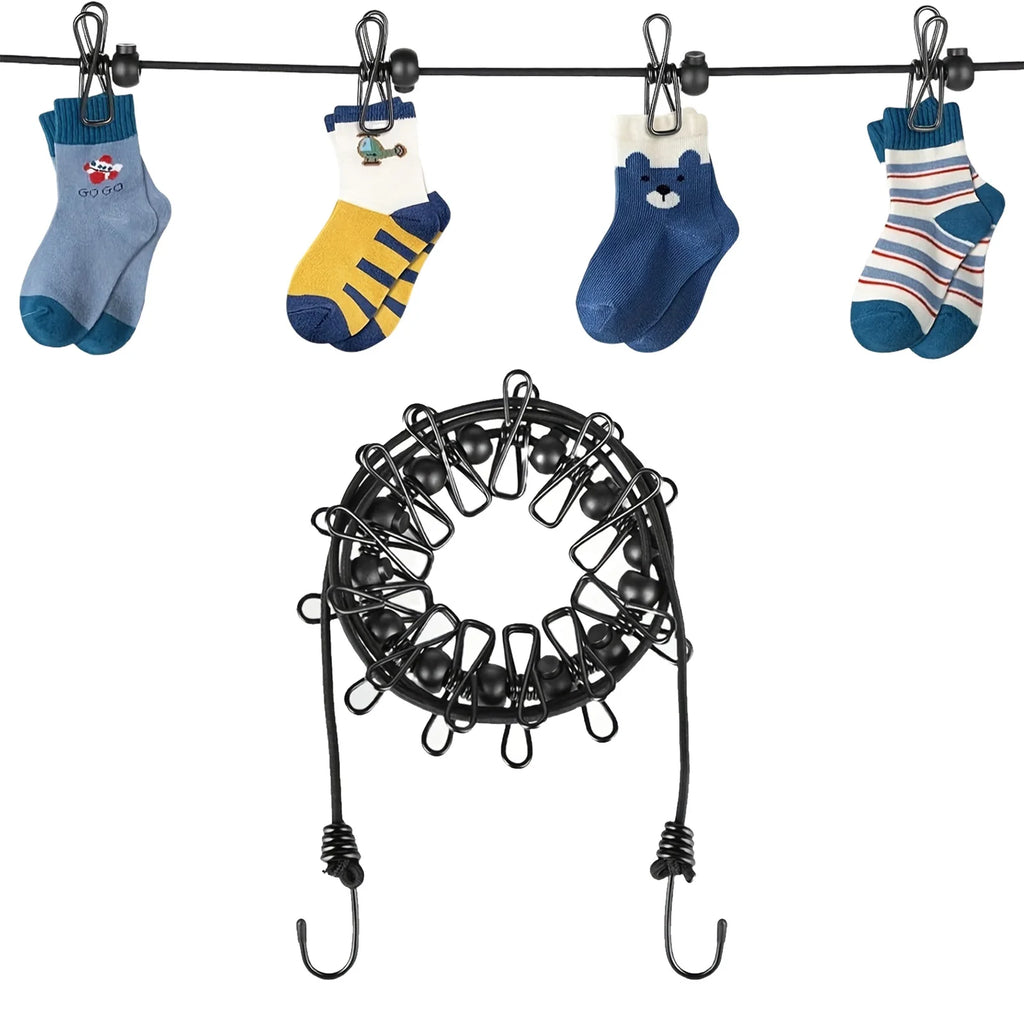 Varal Portátil de Viagem com 12 Pregadores (Retrátil 1.8m)