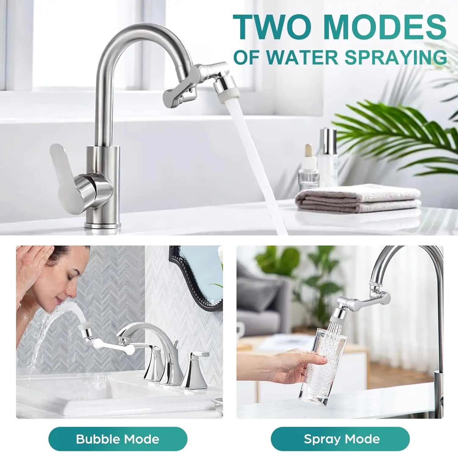 Bico de Torneira com Braço Extensor e Rotação 1080° (Adaptador 22/24mm)